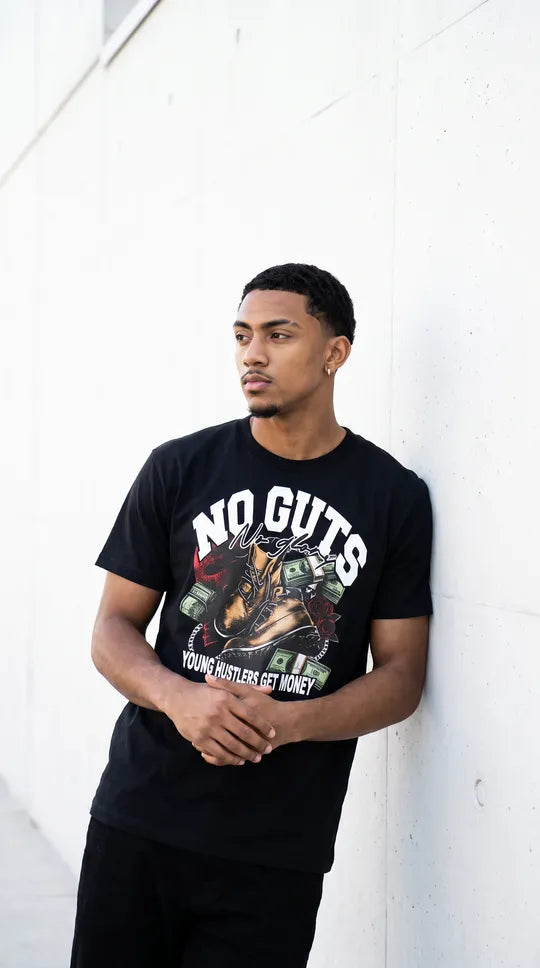 YHGM No Guts No Glory graphic t-shirt, streetwear tee, photo 5